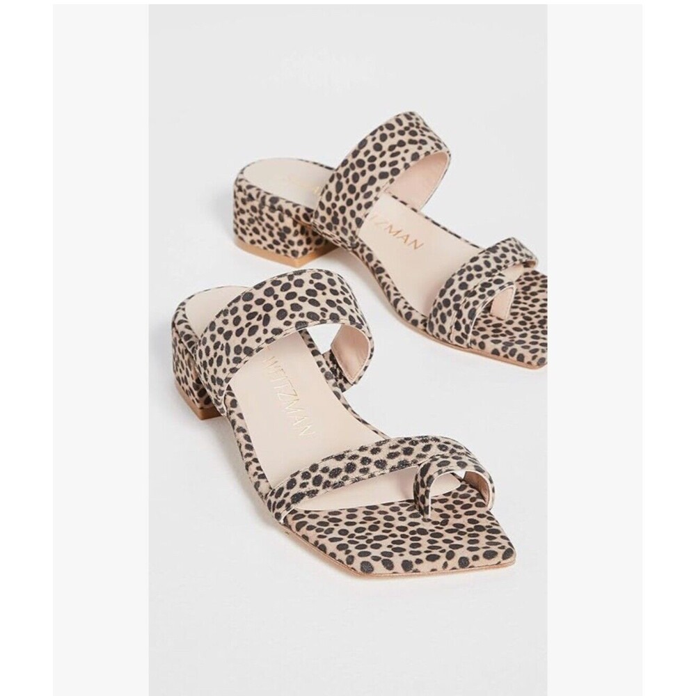 Stuart Weitzman‎ Maisie 35 Sandal Women’s Size 10 Leopard Print Suede Msrp $395